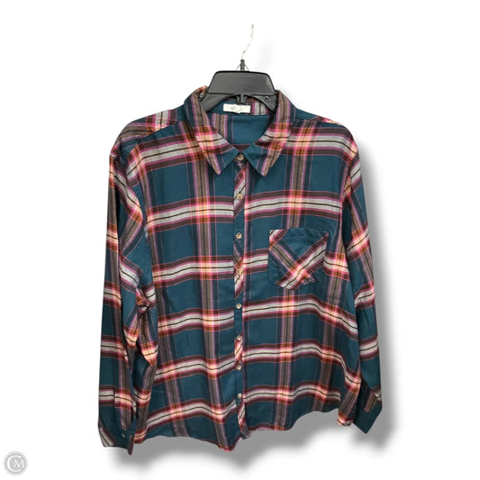 Top Long Sleeve By Maurices In Plaid Pattern, Size: 2x