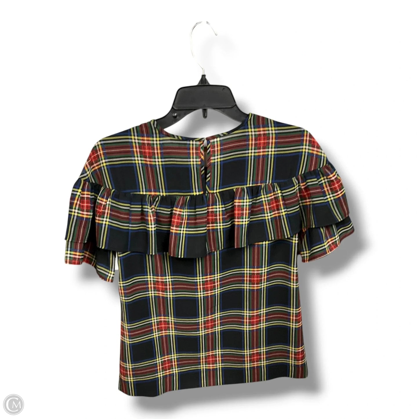 Top Short Sleeve By J. Crew In Plaid Pattern, Size: 0