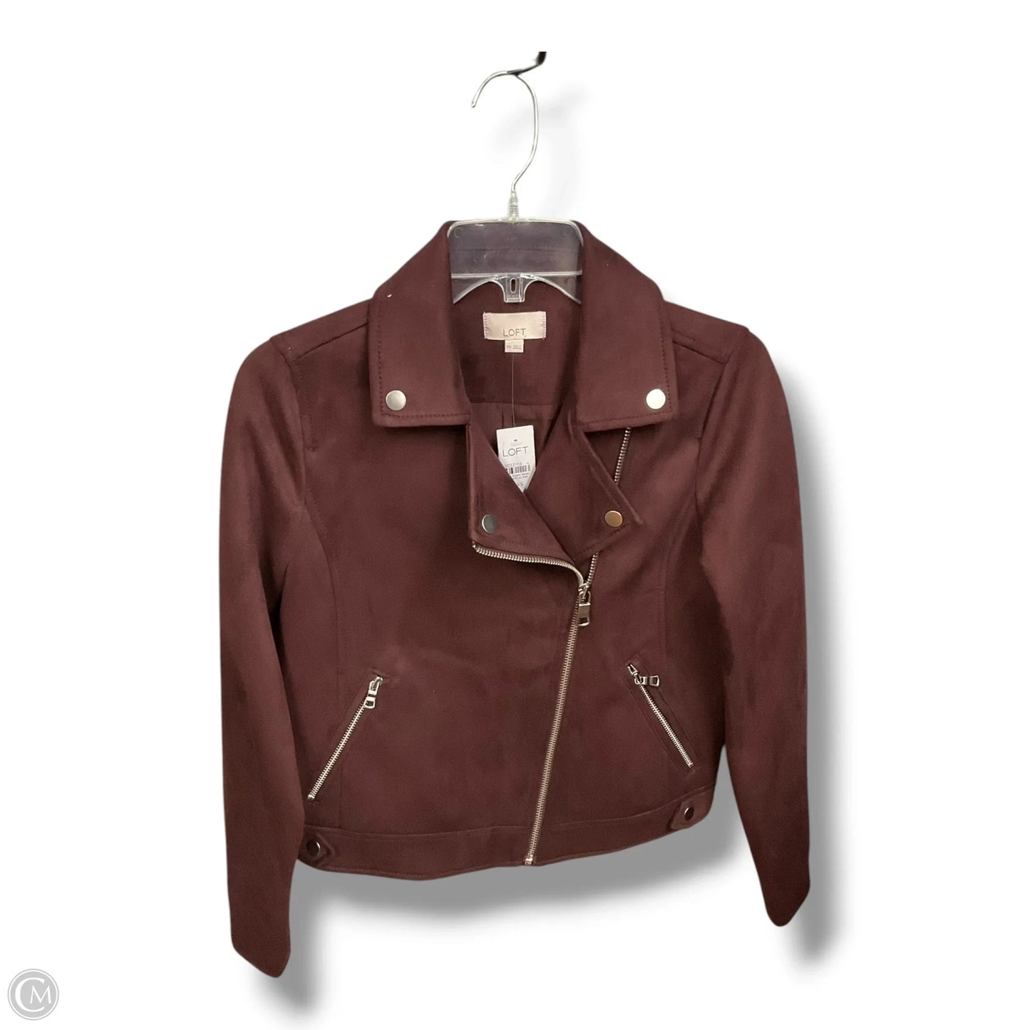 Jacket Moto By Loft In Maroon, Size: Xxs