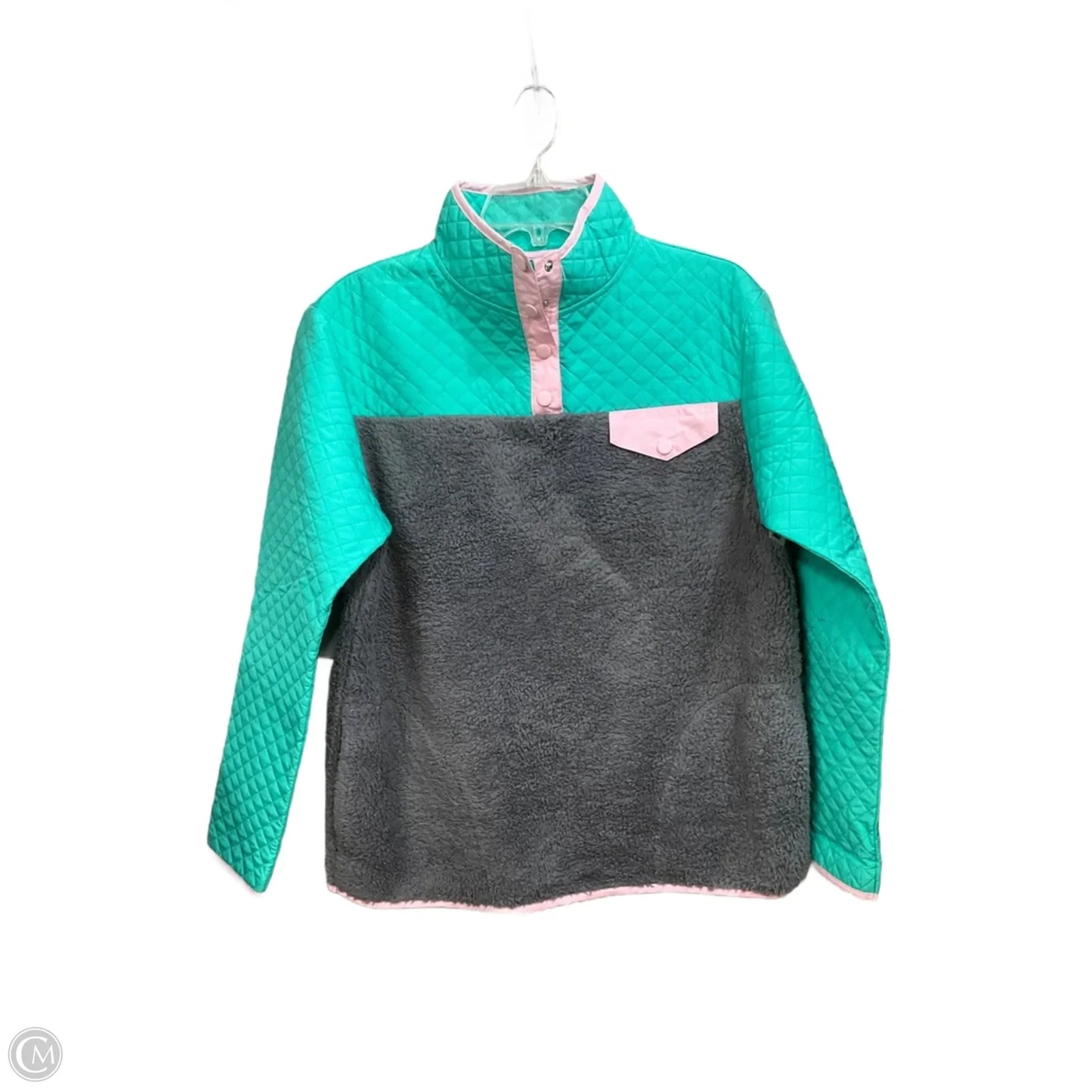 Top Long Sleeve By Crown And Ivy In Green & Grey, Size: M