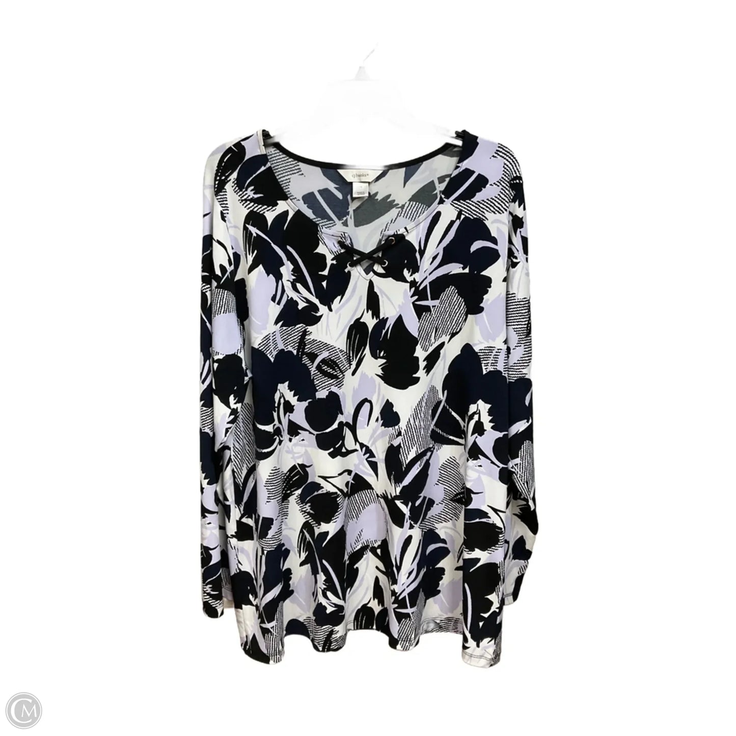 Blouse Long Sleeve By Cj Banks In Blue & Purple, Size: 1x