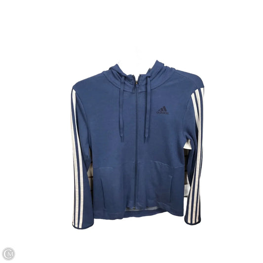 Athletic Jacket By Adidas In Blue & White, Size: S