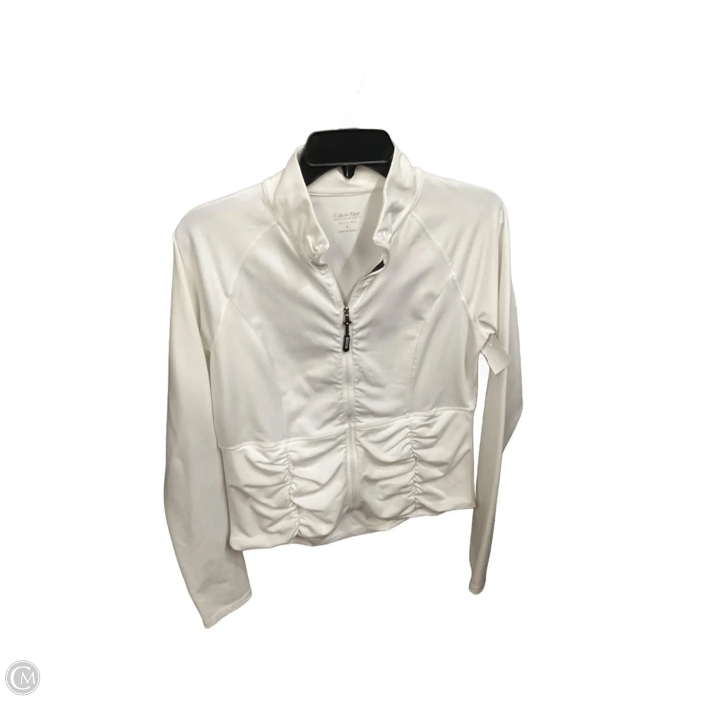 Athletic Jacket By Calvin Klein In White, Size: L