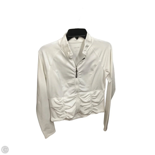 Athletic Jacket By Calvin Klein In White, Size: L