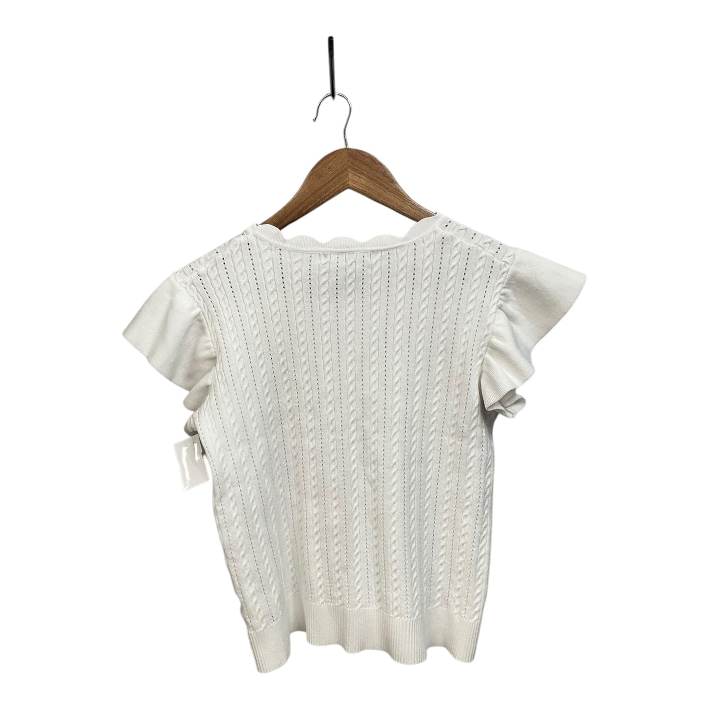 Sweater Short Sleeve By Cable And Gauge In White, Size: M