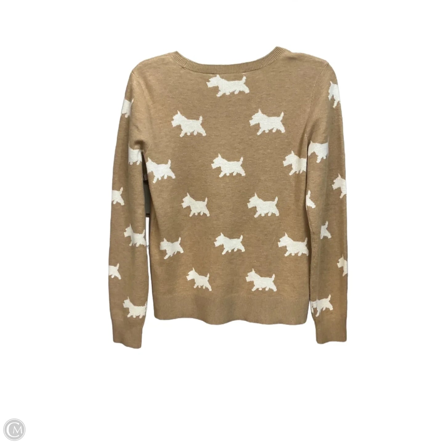 Top Long Sleeve By Loft In Tan & White, Size: S