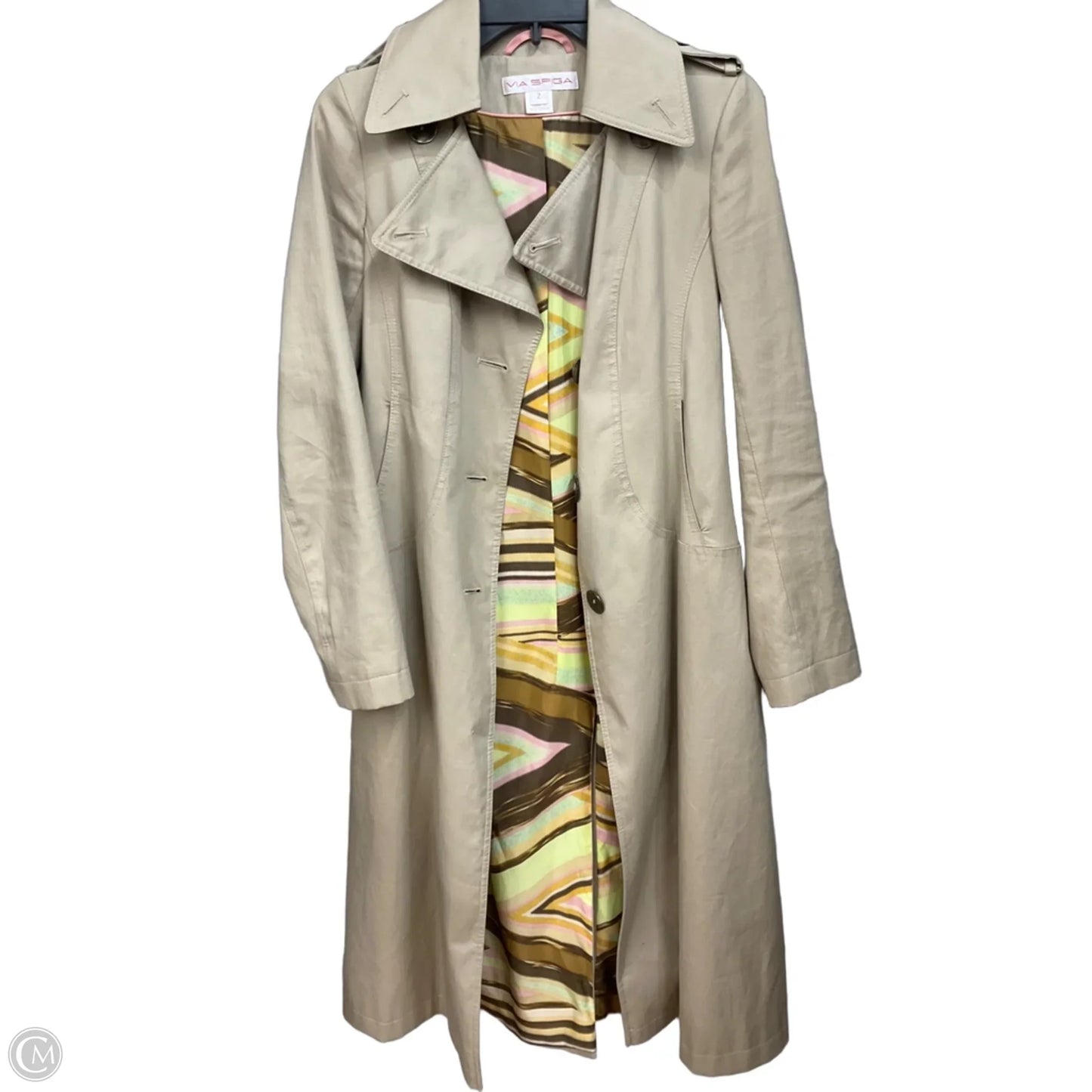 Coat Trench Coat By Via Spiga In Tan, Size: 2