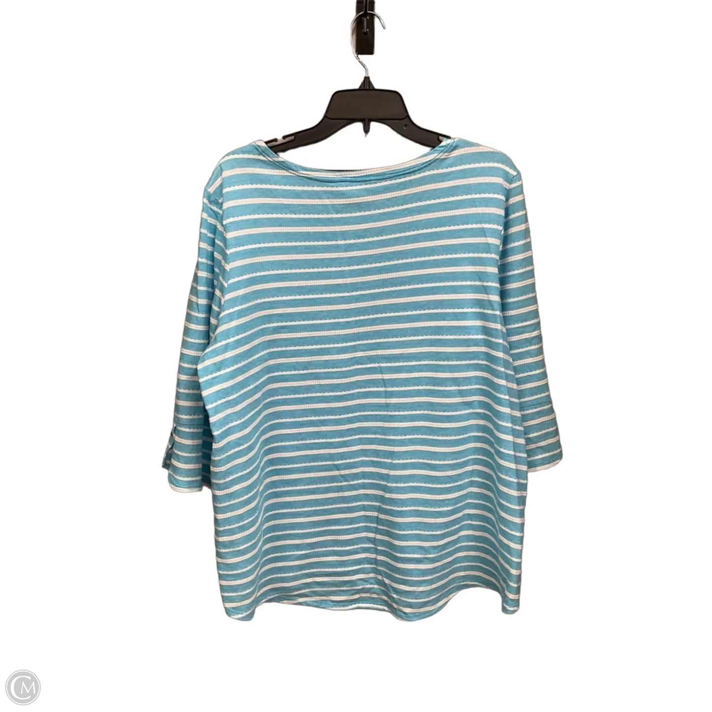 Top 3/4 Sleeve By Chicos In Striped Pattern, Size: Xl