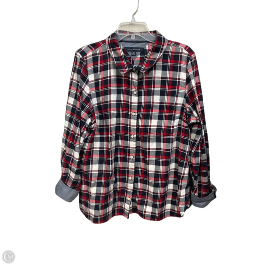 Top Long Sleeve By Tommy Hilfiger In Checkered Pattern, Size: Xl