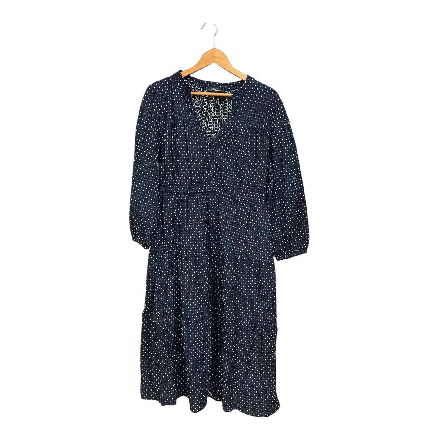 Dress Casual Midi By Madewell In Blue & White, Size: L