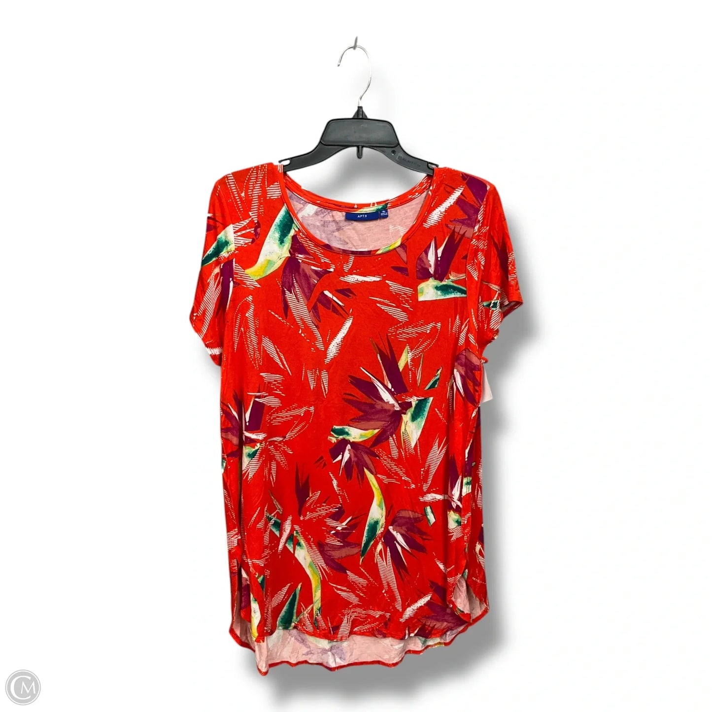 Top Short Sleeve By Apt 9 In Orange & Purple, Size: Xl