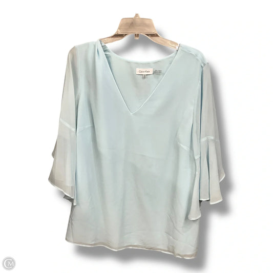 Blouse 3/4 Sleeve By Calvin Klein In Blue, Size: Xl