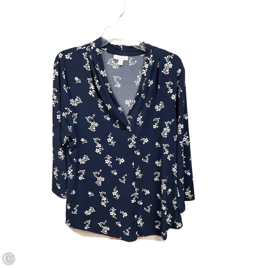 Top 3/4 Sleeve By Charter Club In Blue & White, Size: Xl