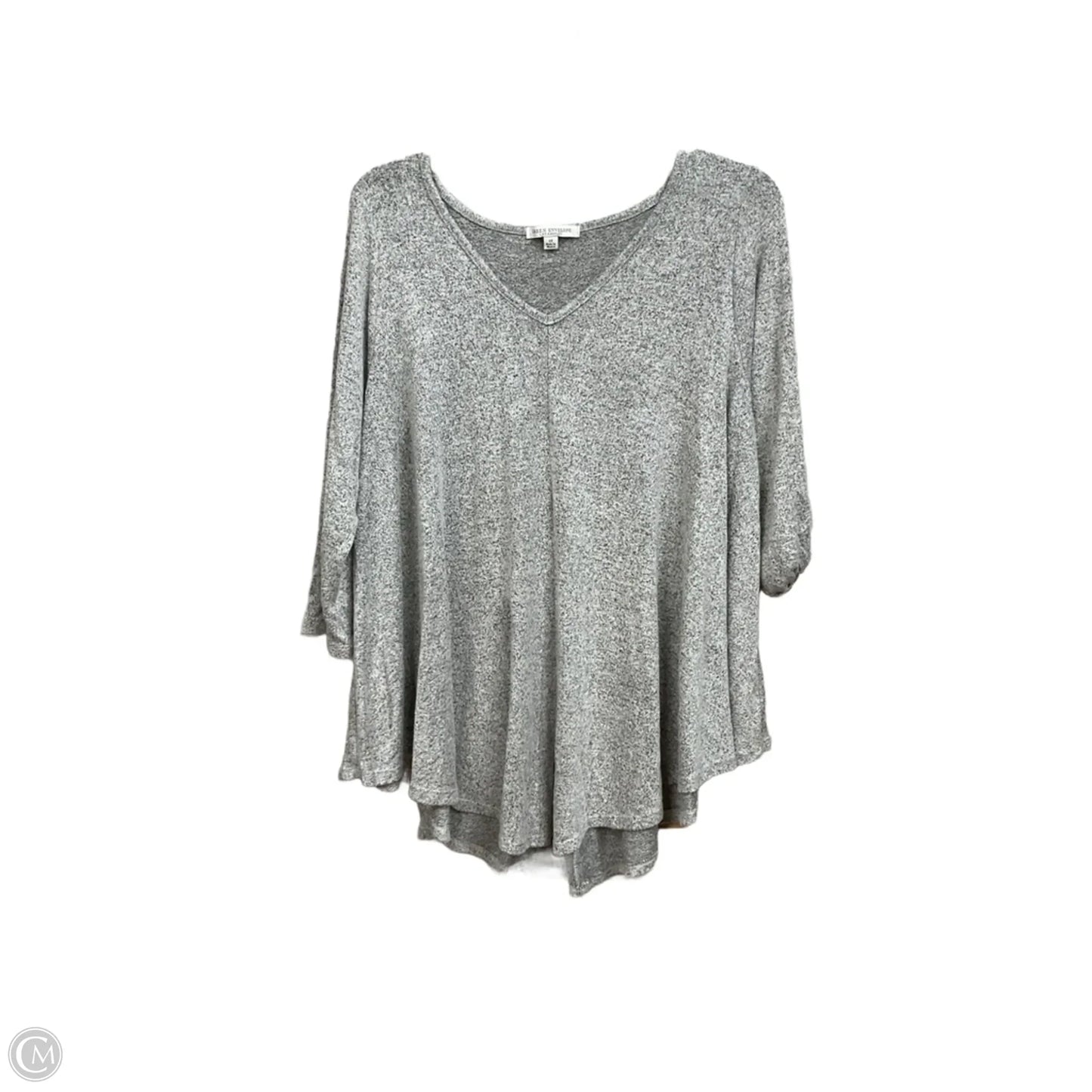 Top 3/4 Sleeve Basic By Green Envelope In Grey, Size: 1x
