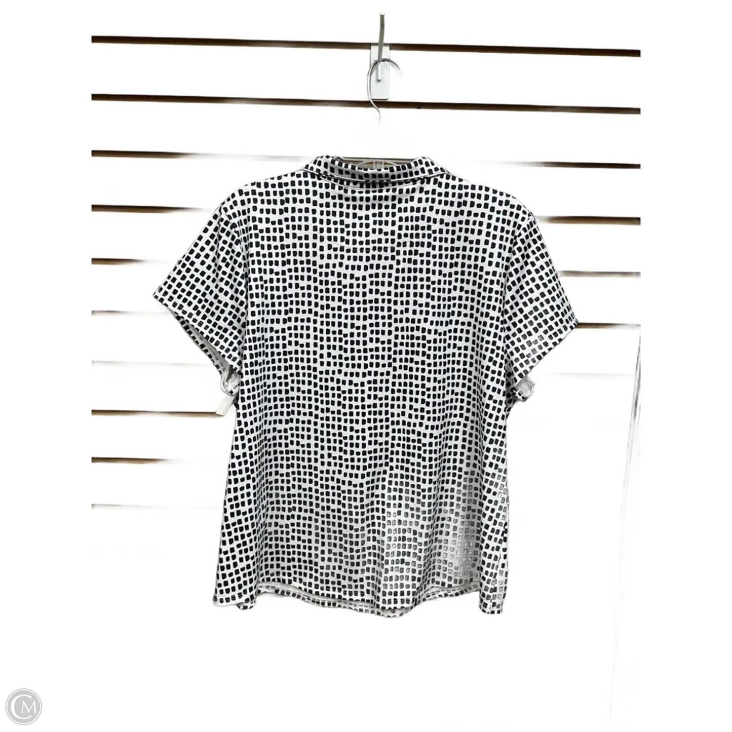 Top Short Sleeve By Chicos In Blue & White, Size: Xl