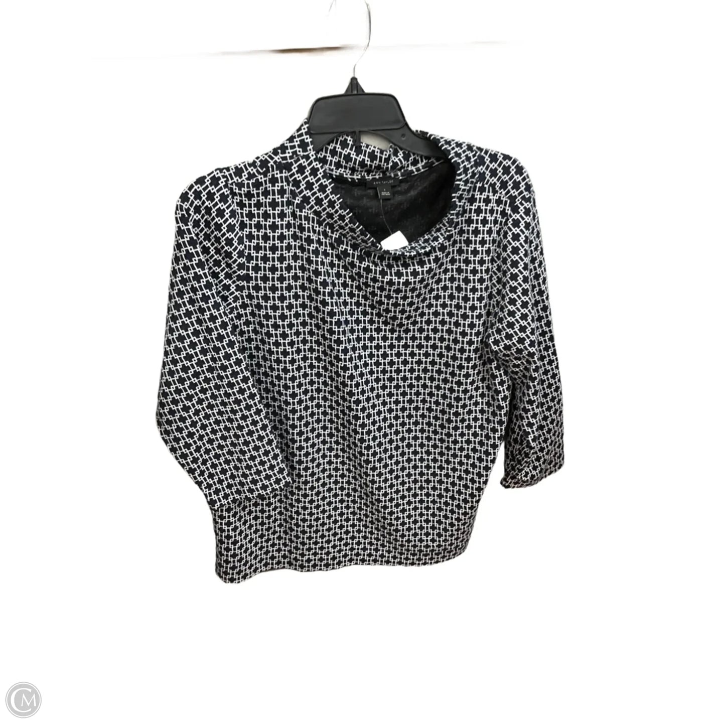 Top 3/4 Sleeve By Ann Taylor In Blue & White, Size: L
