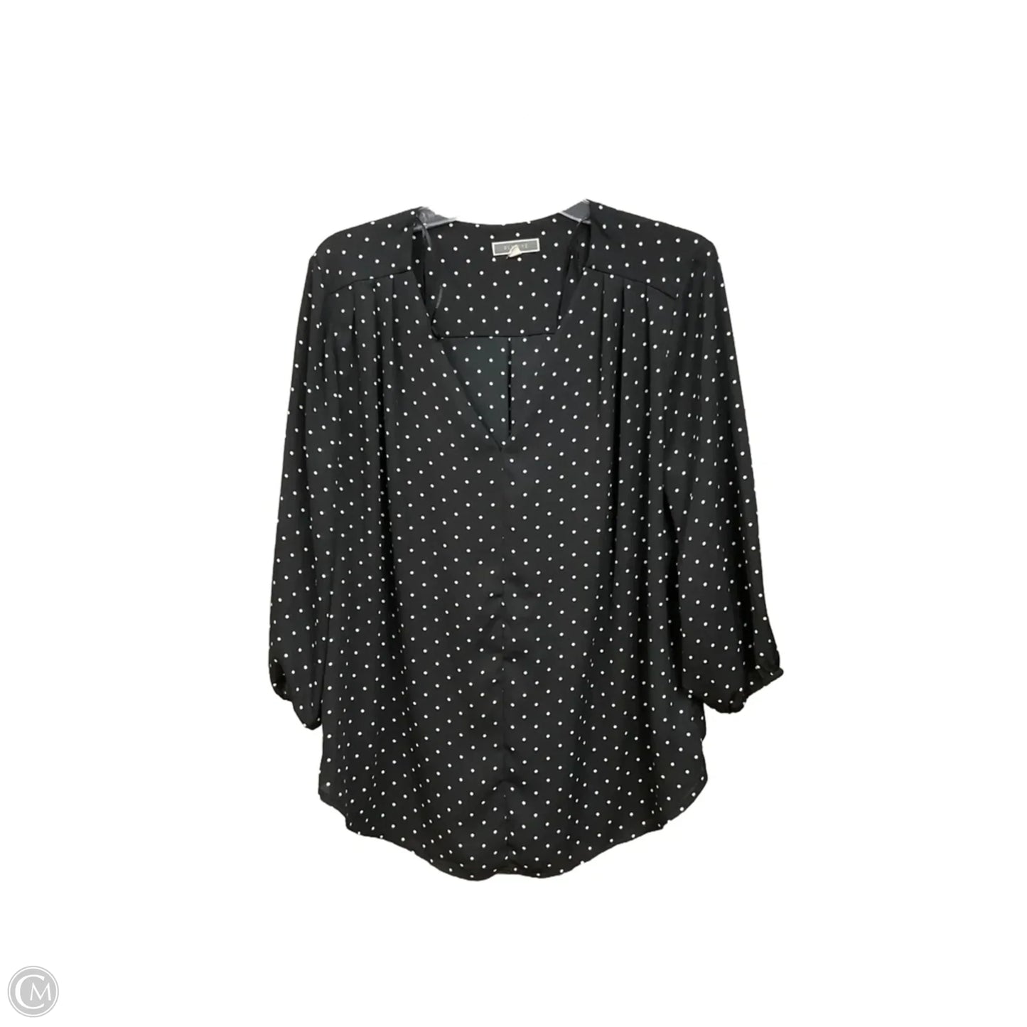 Blouse 3/4 Sleeve By Pleione In Polkadot Pattern, Size: L