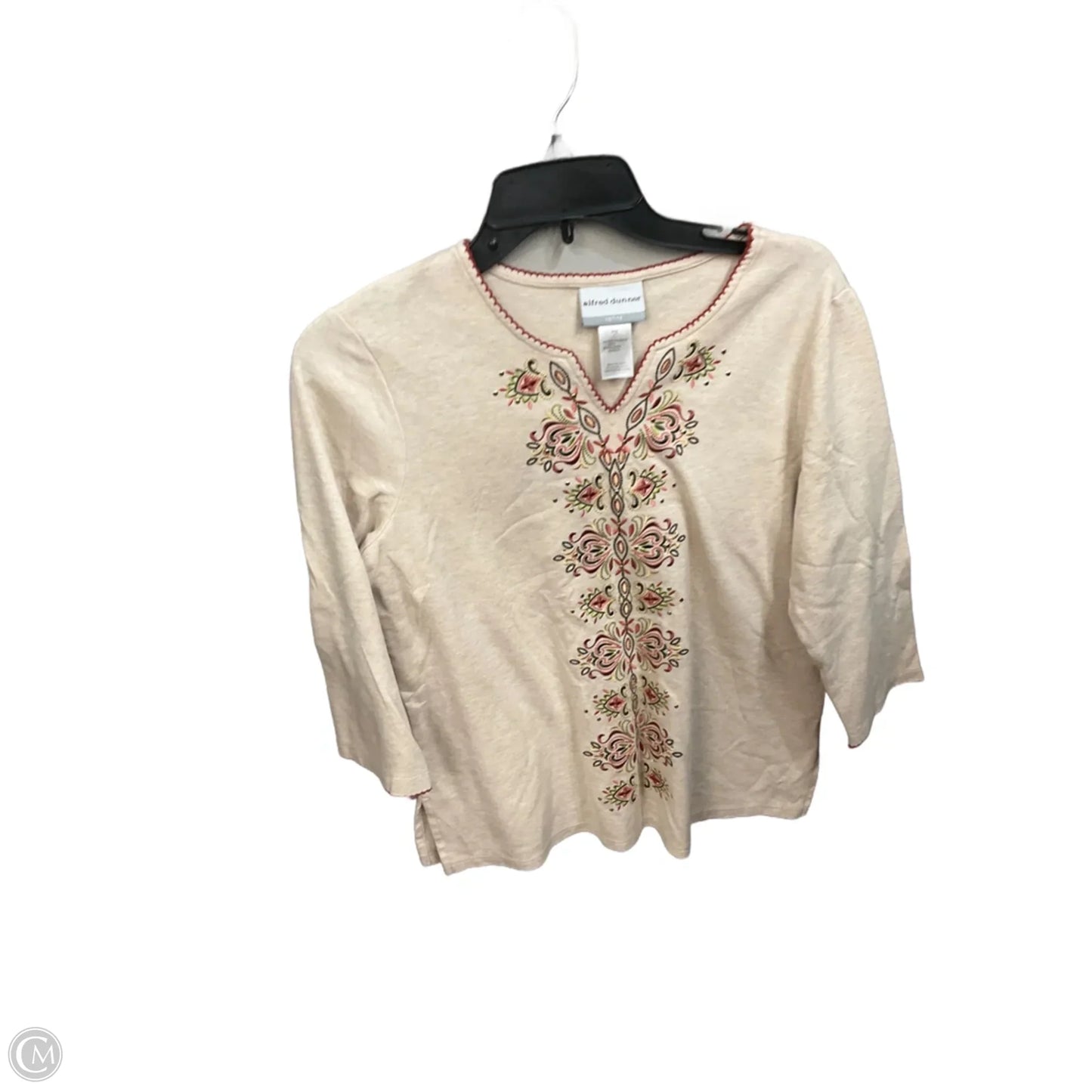 Top 3/4 Sleeve By Alfred Dunner In Beige, Size: Mp