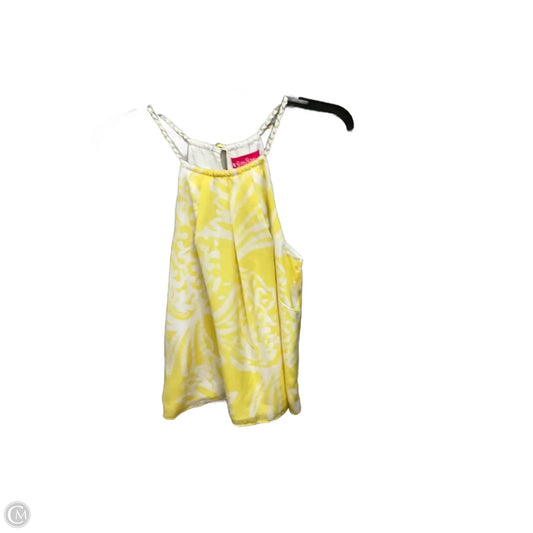 Top Sleeveless Designer By Lilly Pulitzer In White & Yellow, Size: S