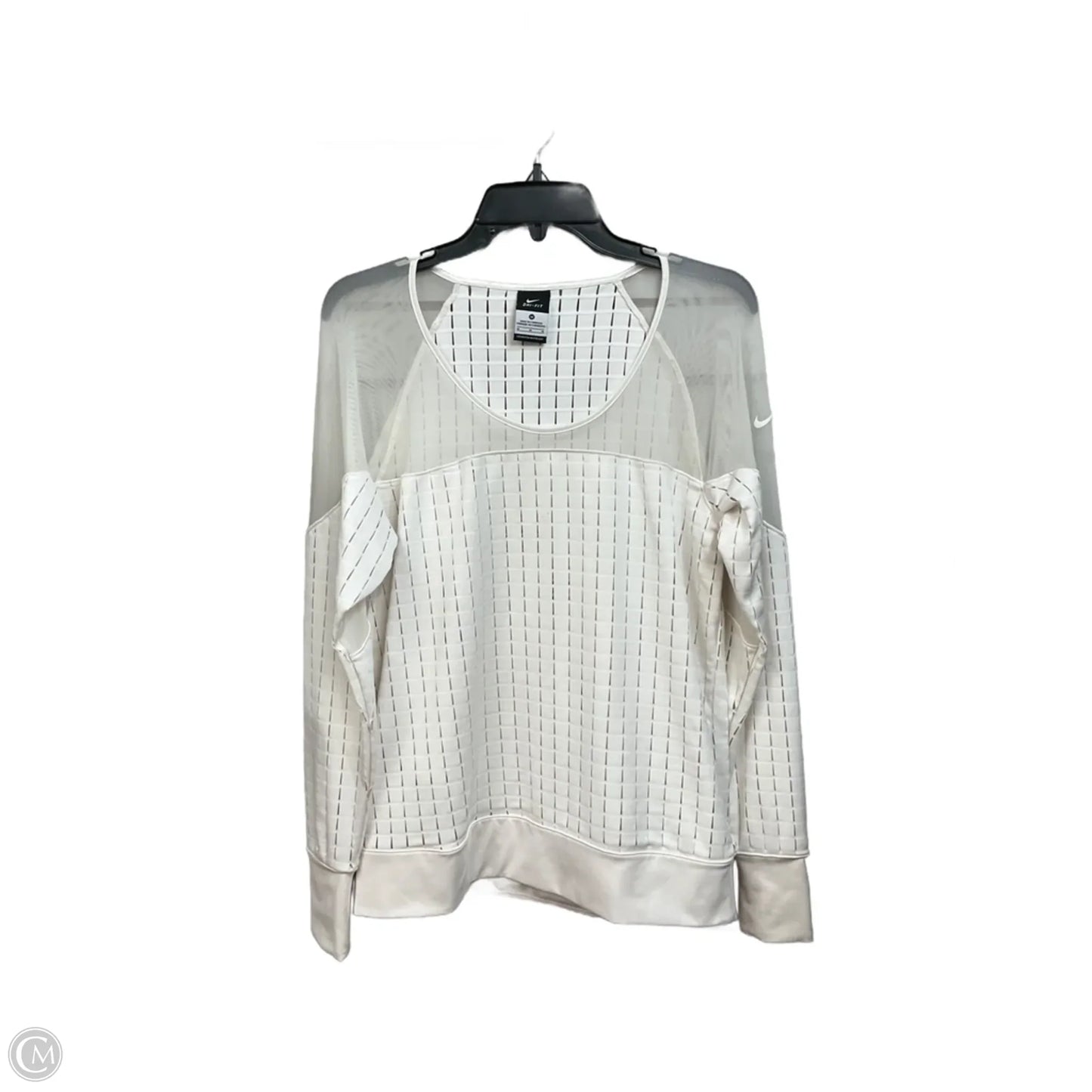 Athletic Top Long Sleeve Collar By Nike Apparel In Cream, Size: M