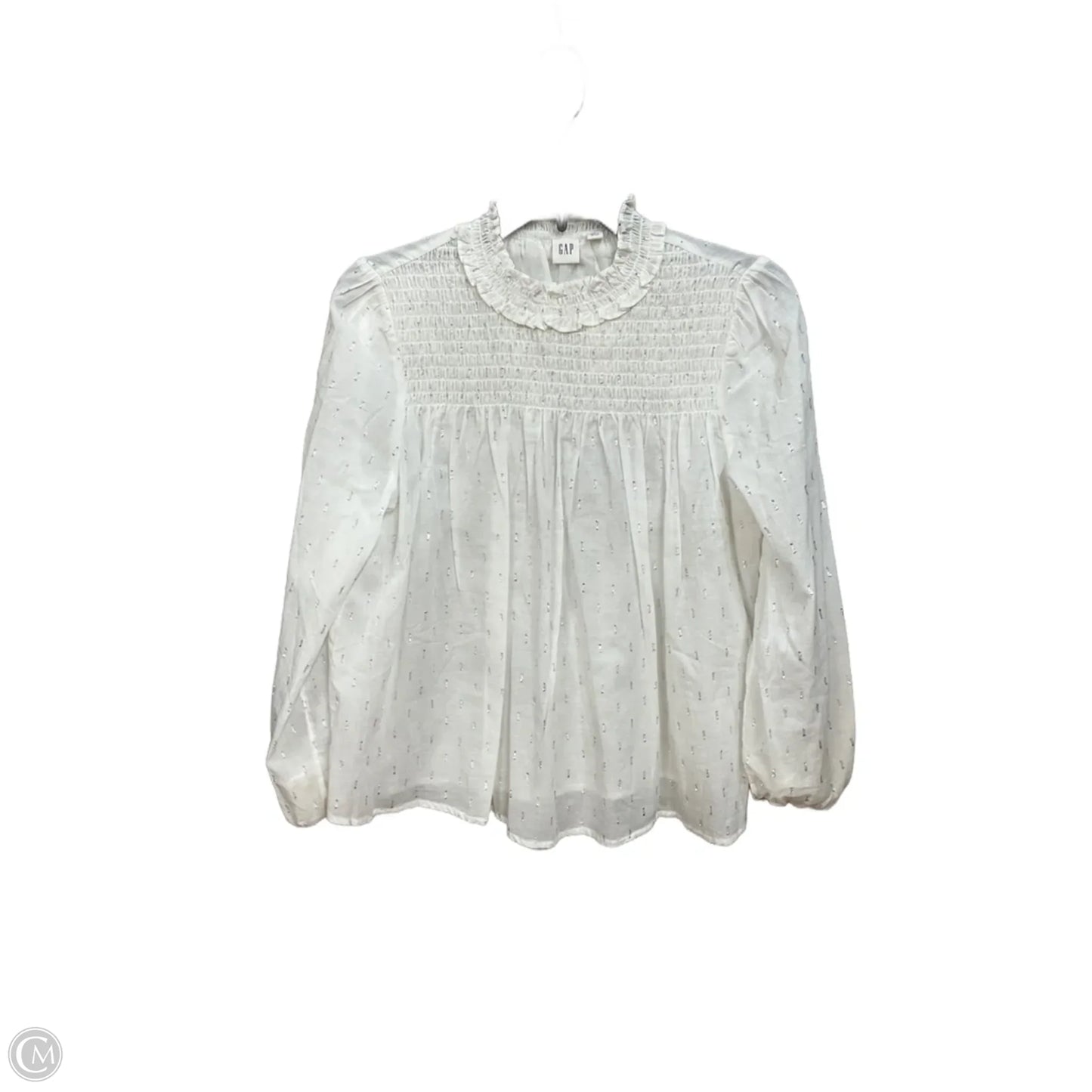 Top Long Sleeve By Gap In Silver & White, Size: S