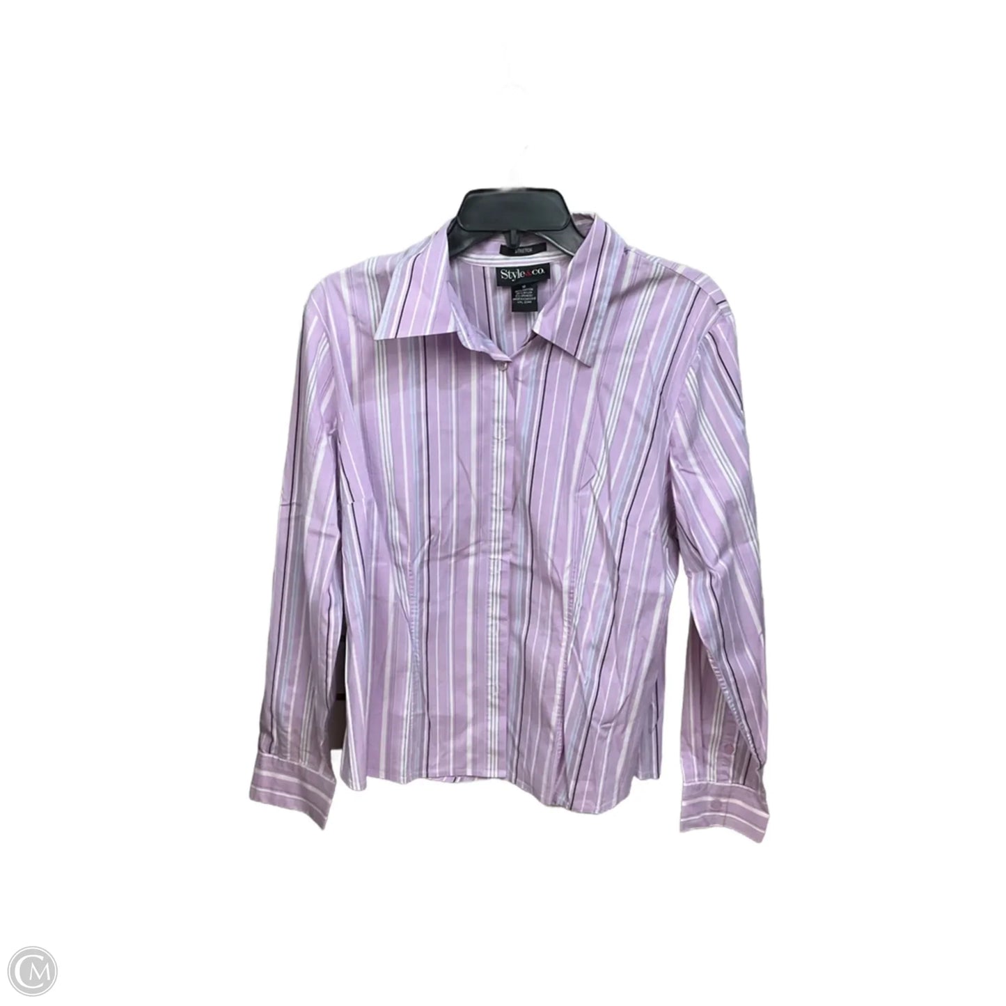 Blouse Long Sleeve By Style And Company In Striped Pattern, Size: Xl