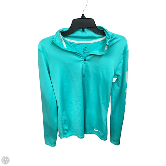 Athletic Top Long Sleeve Collar By Nike Apparel In Aqua, Size: L