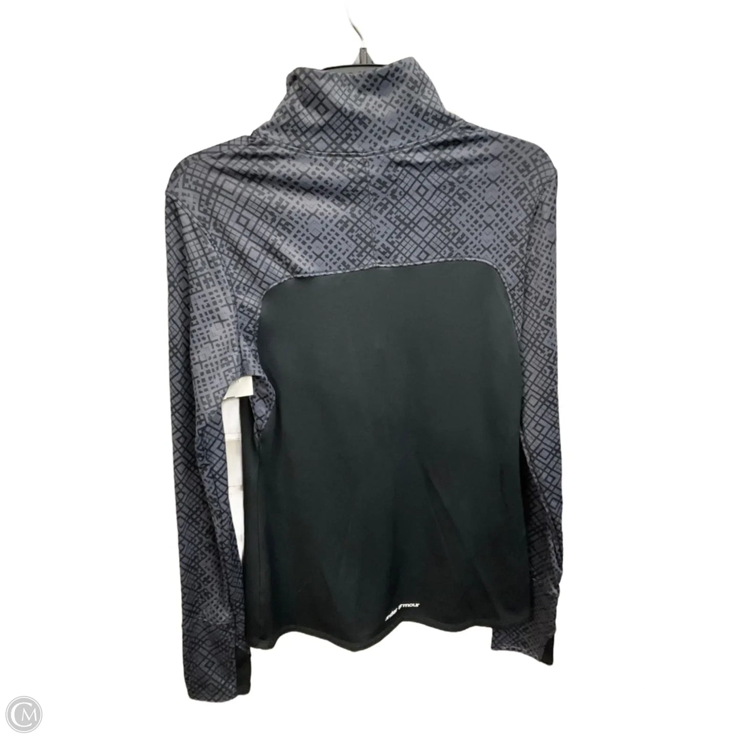Athletic Top Long Sleeve Collar By Under Armour In Black & Grey, Size: M