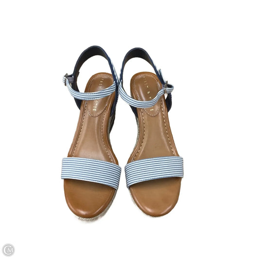 Sandals Heels Wedge By Kelly And Katie In Blue & White, Size: 7.5