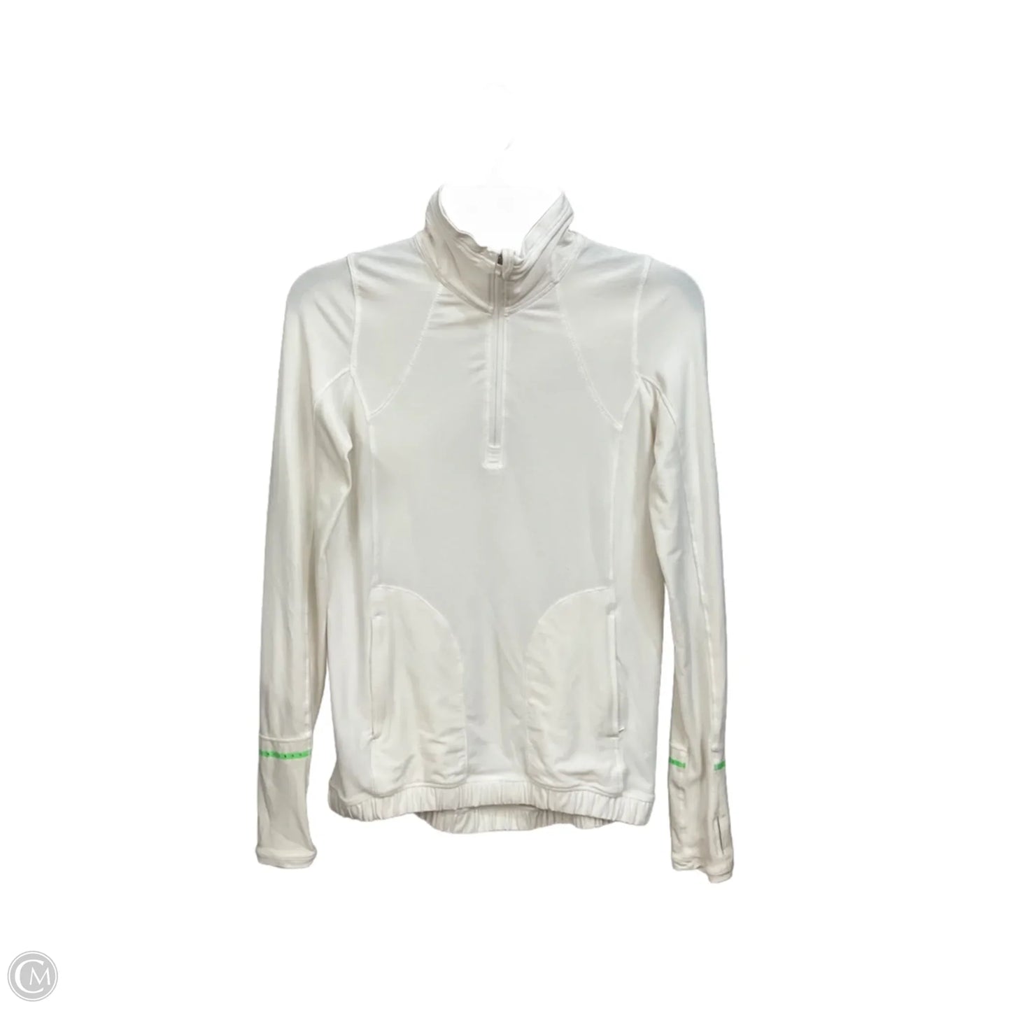 Athletic Top Long Sleeve Collar By Lululemon In Cream, Size: S
