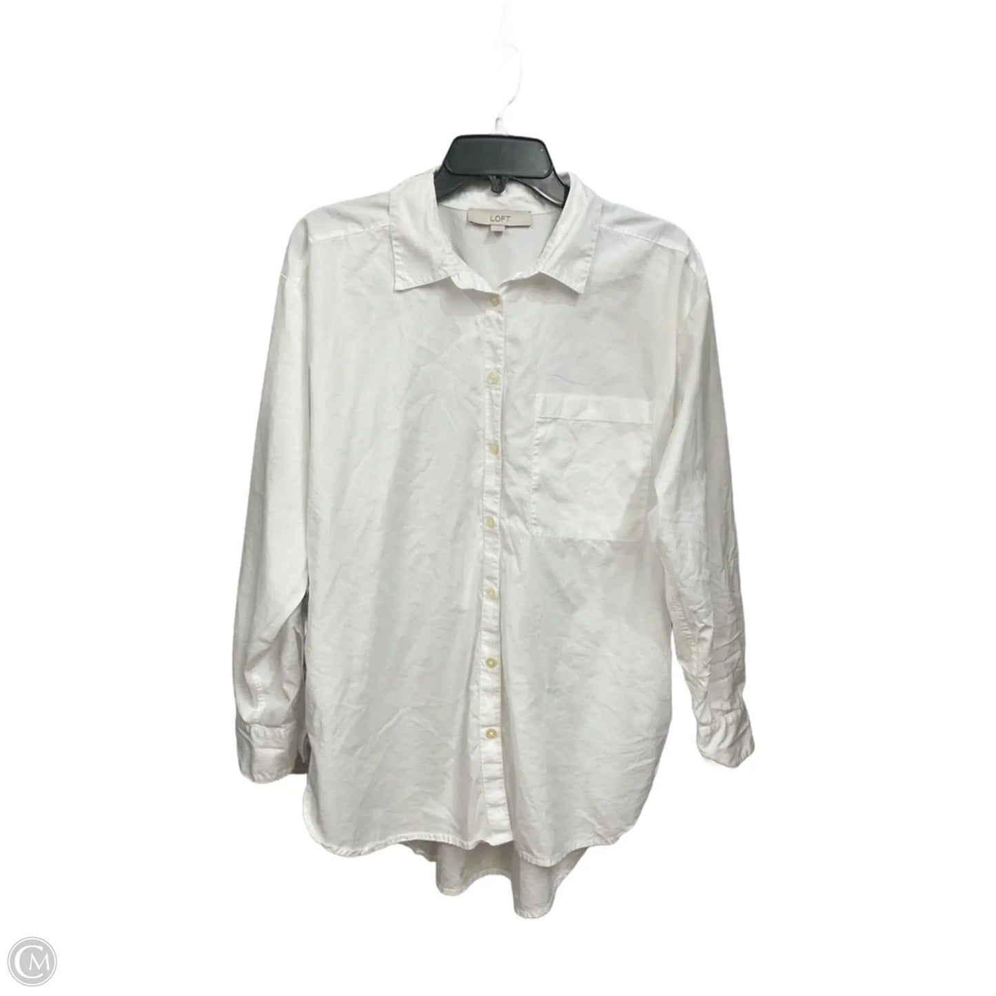 Blouse Long Sleeve By Loft In White, Size: M