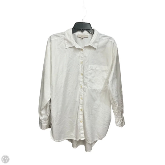 Blouse Long Sleeve By Loft In White, Size: M