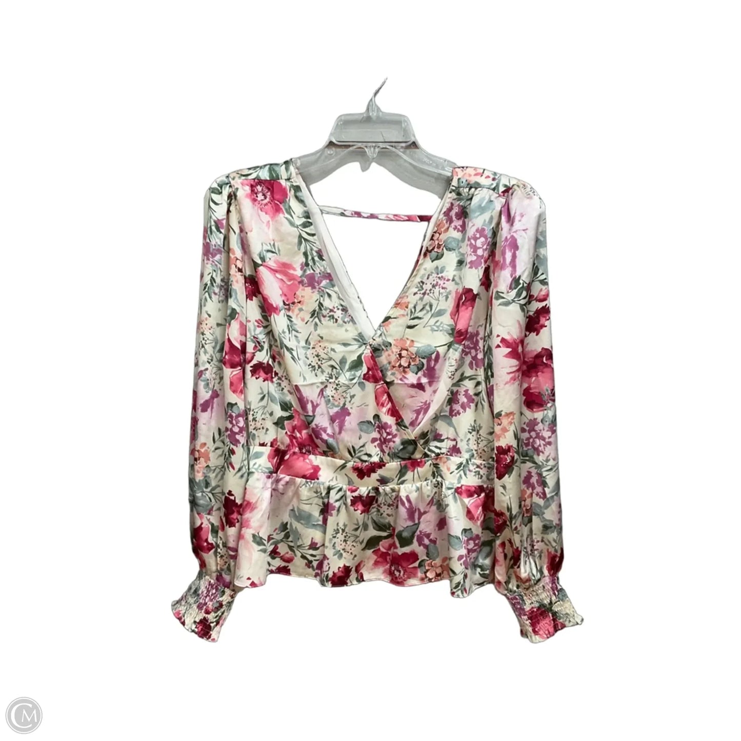 Blouse Long Sleeve By Express In Floral Print, Size: Xl