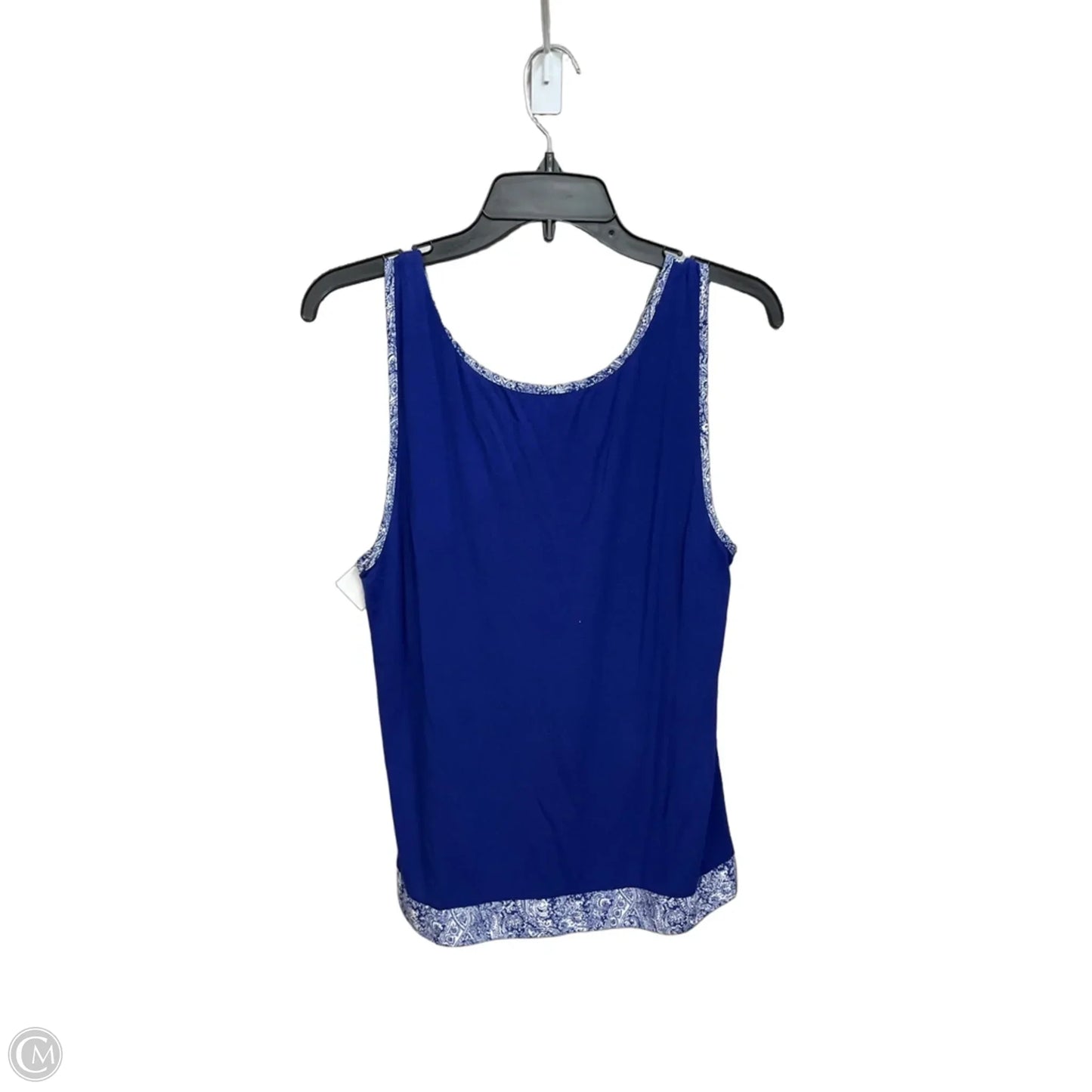 Top Sleeveless By Adrianna Papell In Blue & White, Size: L