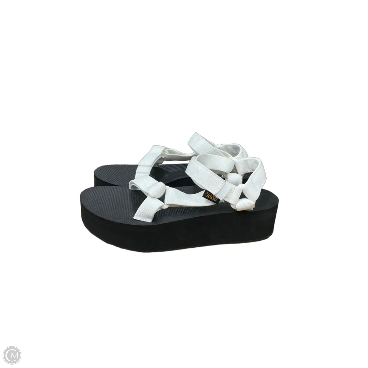 Sandals Heels Platform By Teva In Black & Cream, Size: 9
