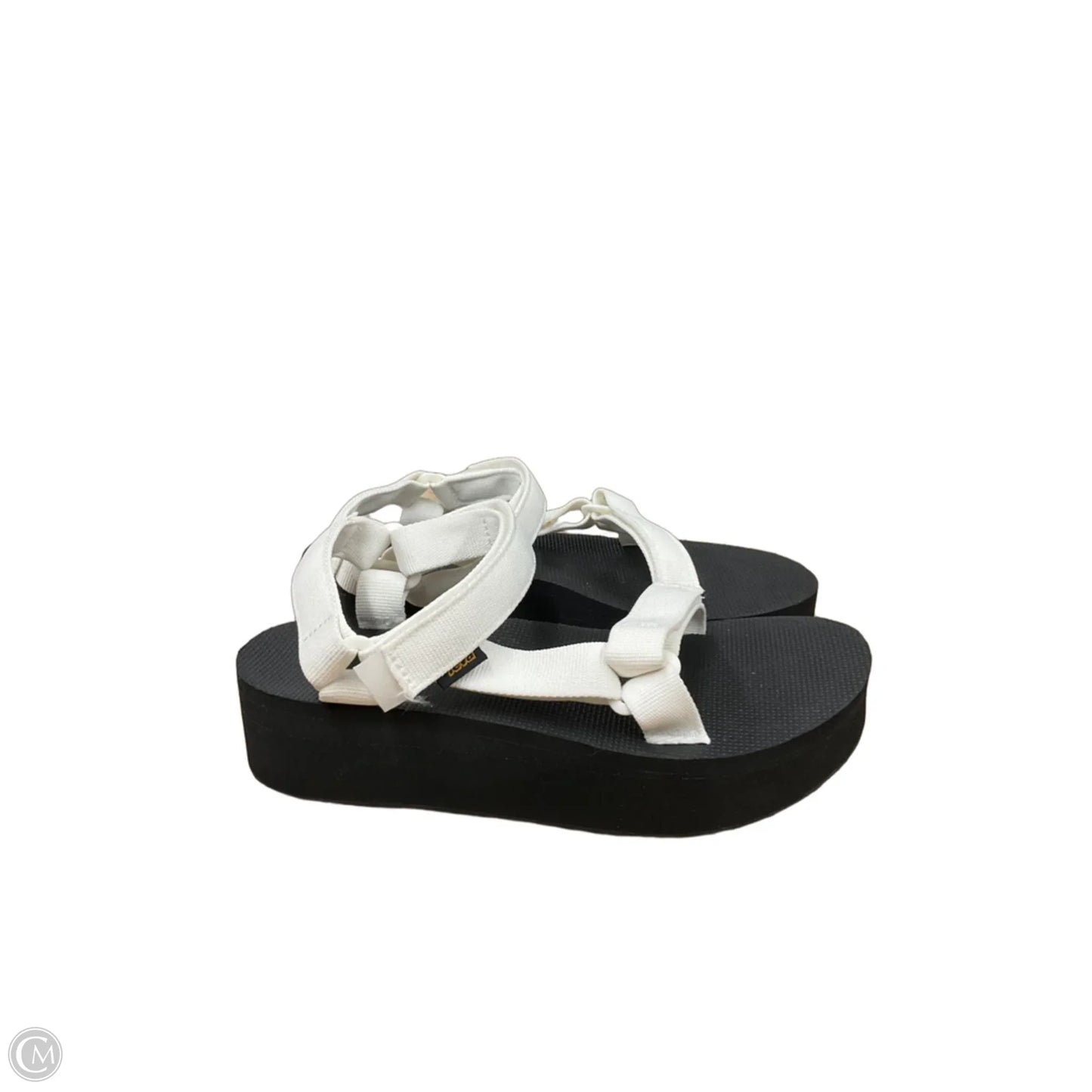 Sandals Heels Platform By Teva In Black & Cream, Size: 9