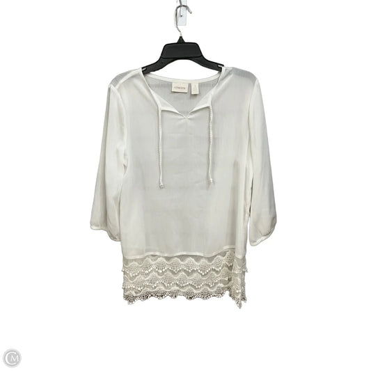 Top 3/4 Sleeve By Chicos In White, Size: M