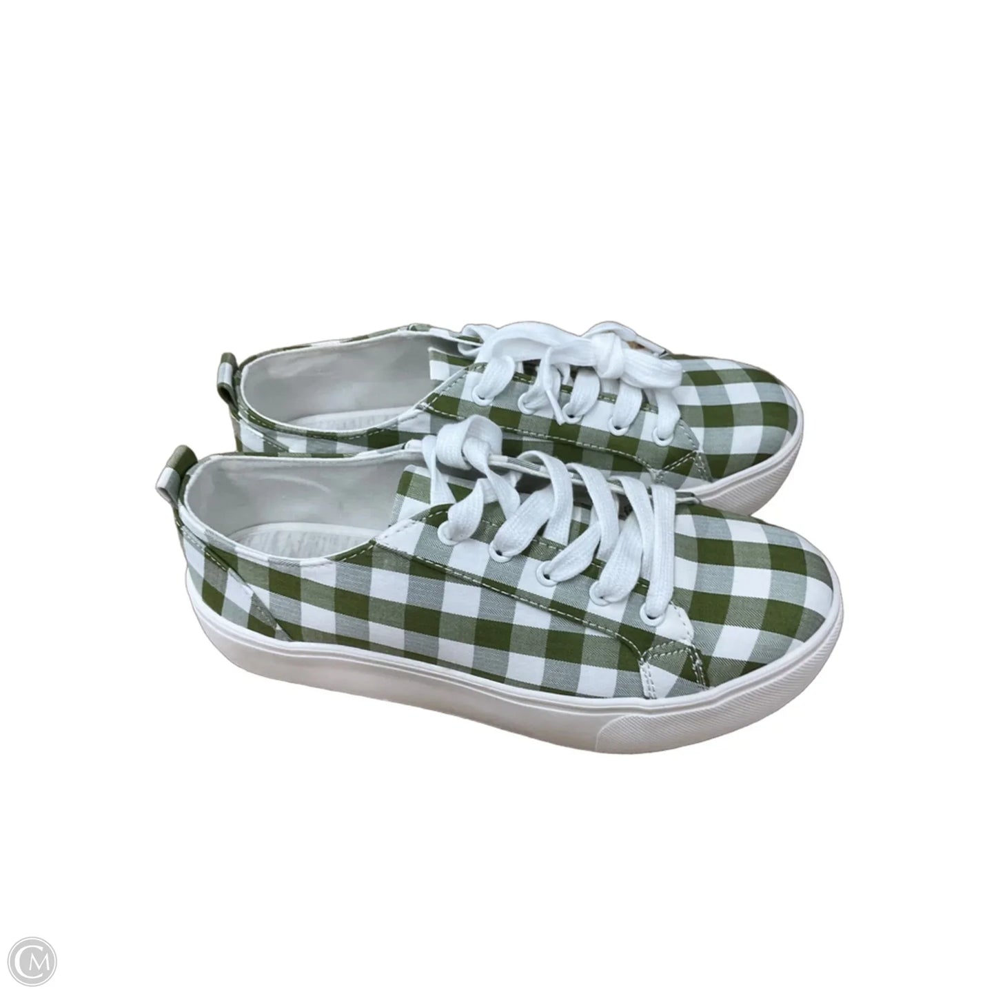 Sandals Heels Platform By Soda In Plaid Pattern, Size: 7.5