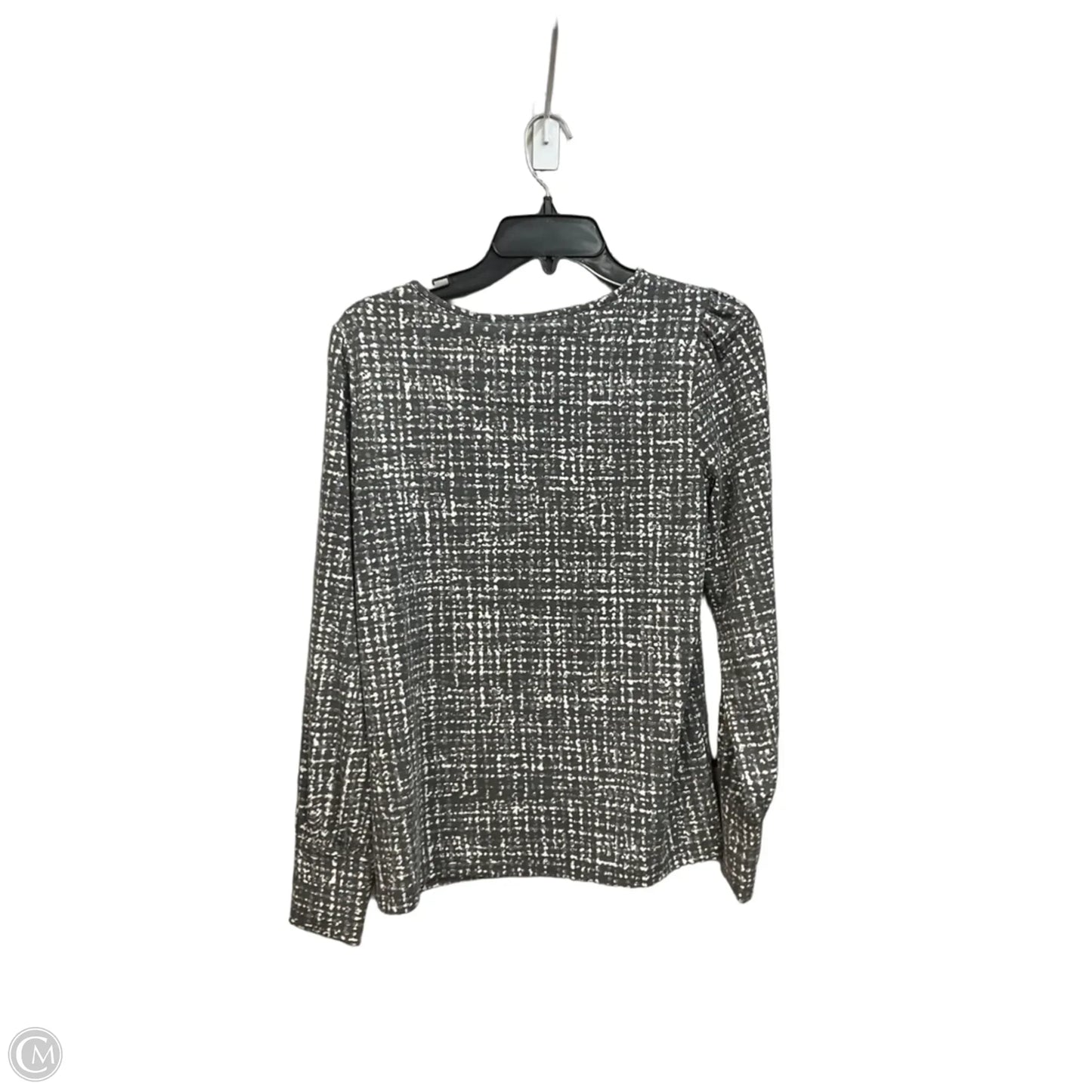 Top Long Sleeve By Tahari In Grey & White, Size: S