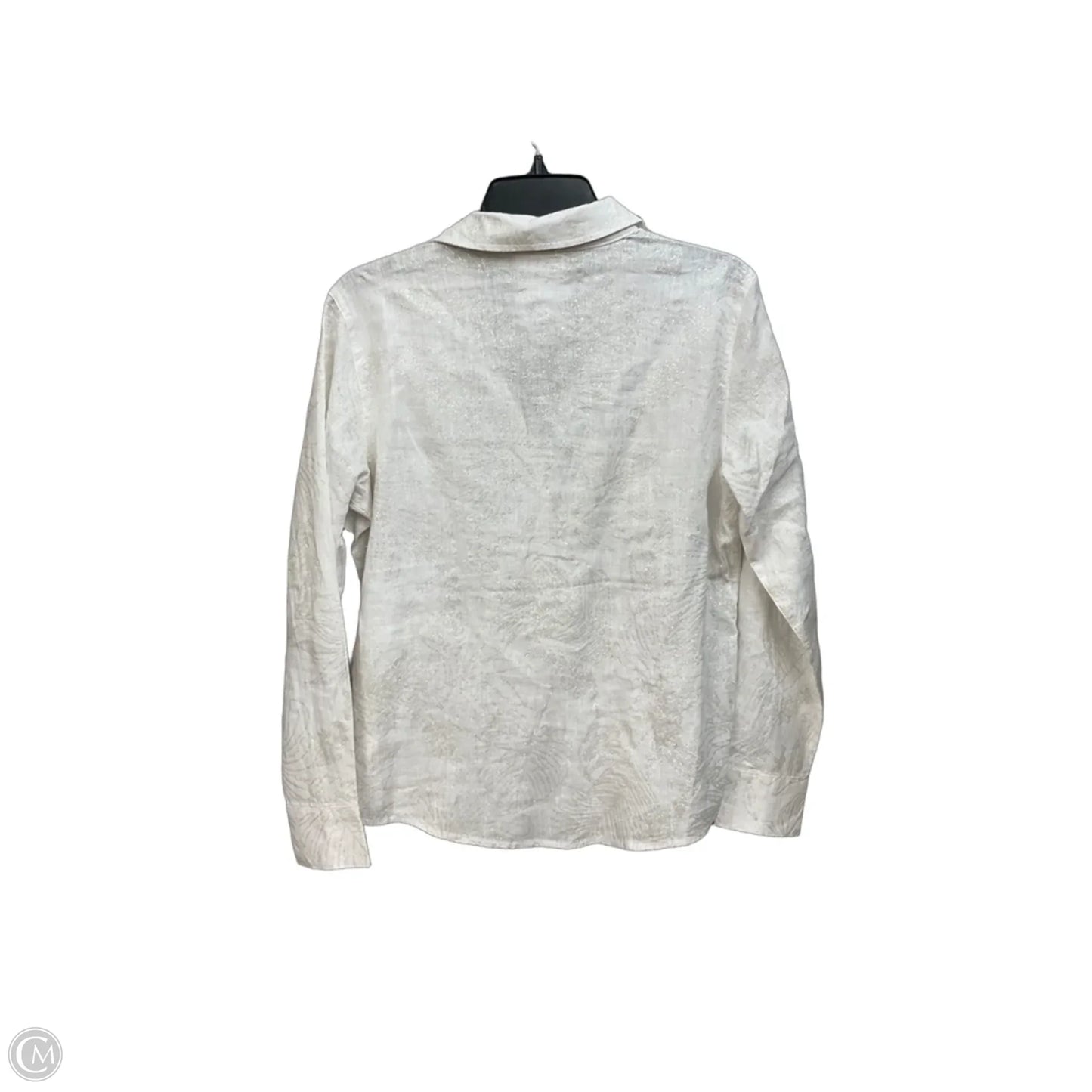 Blouse Long Sleeve By Calypso St Barth In Silver & White, Size: S