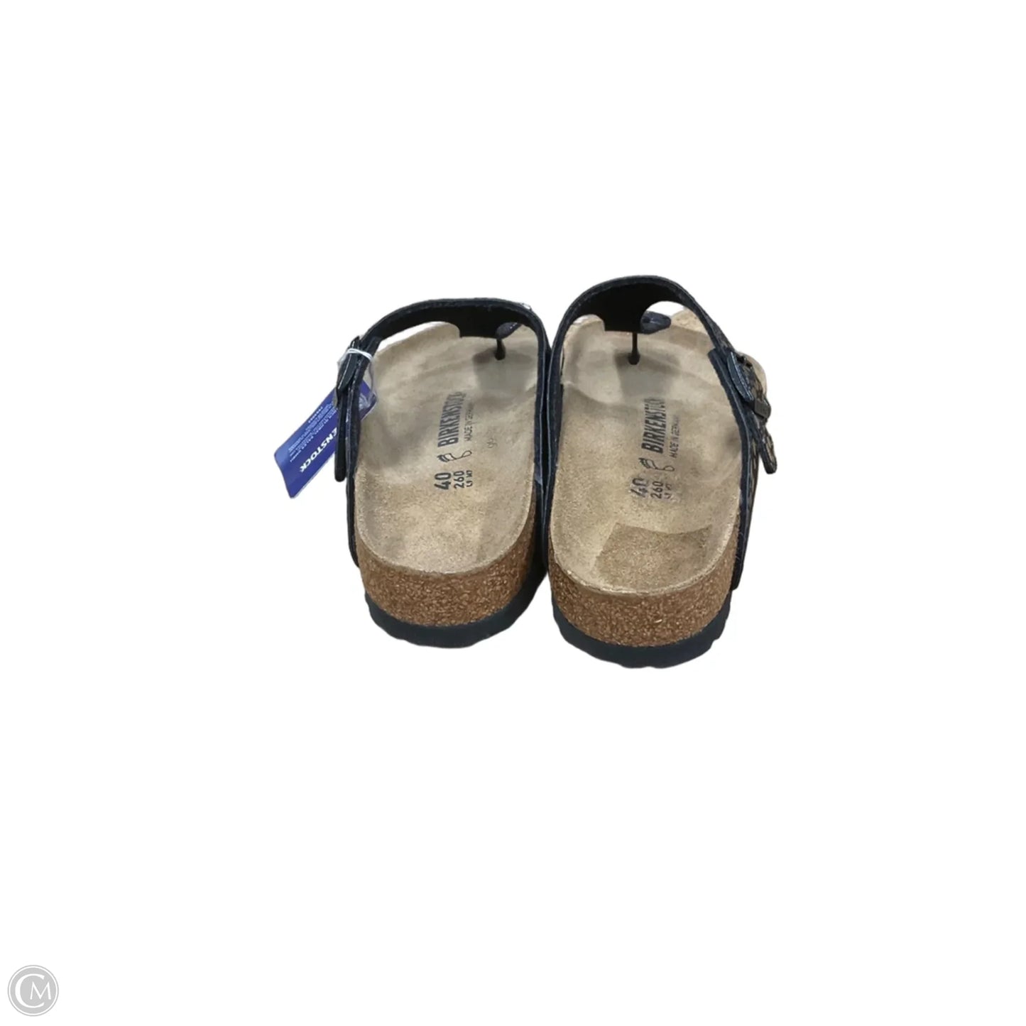 Sandals Flats By Birkenstock In Black & Silver, Size: 9