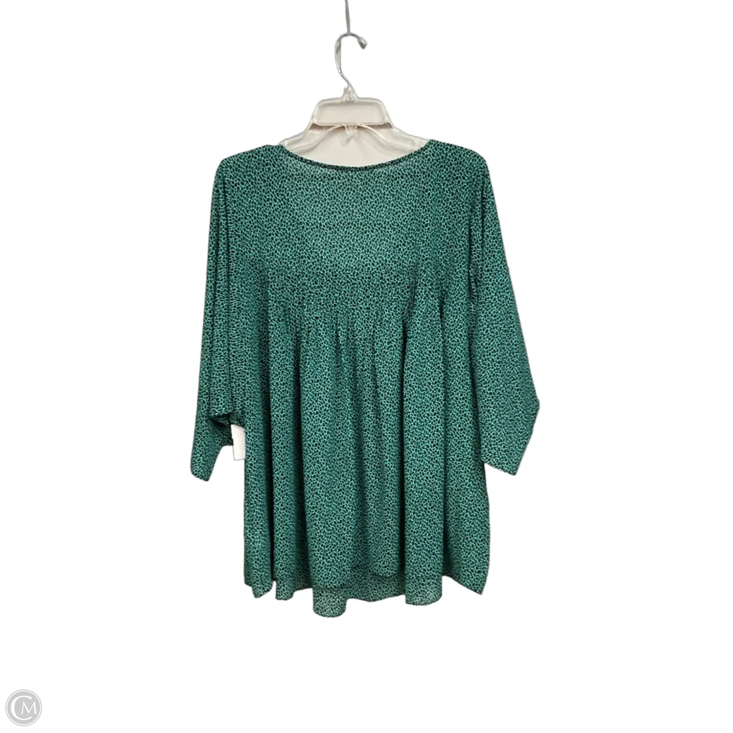 Top 3/4 Sleeve By Michael By Michael Kors In Black & Green, Size: 3x