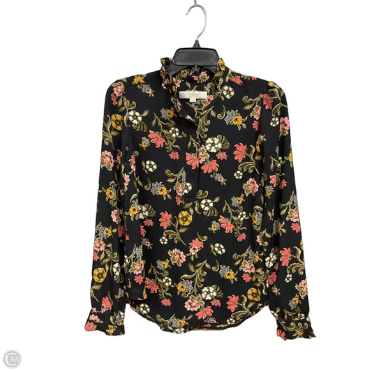 Blouse Long Sleeve By Loft In Floral Print, Size: Xs