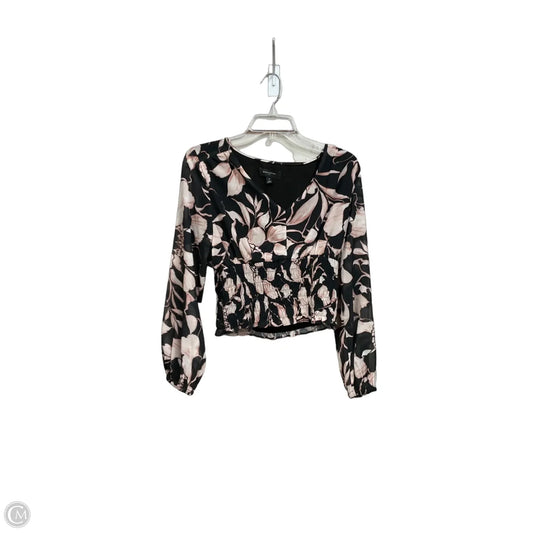 Top Long Sleeve By Banana Republic In Black & Pink, Size: S