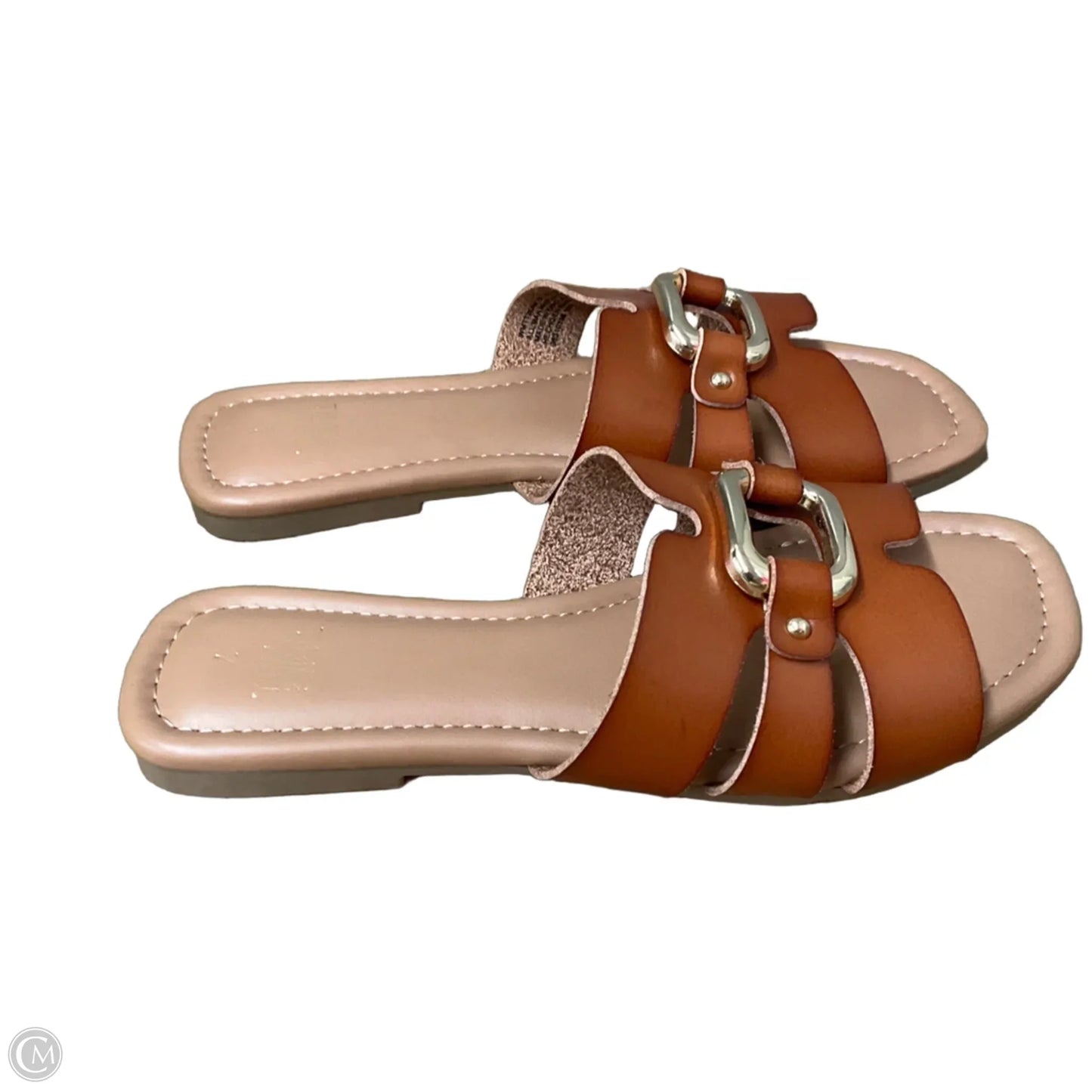 Sandals Flats By Time And Tru In Brown & Tan, Size: 7