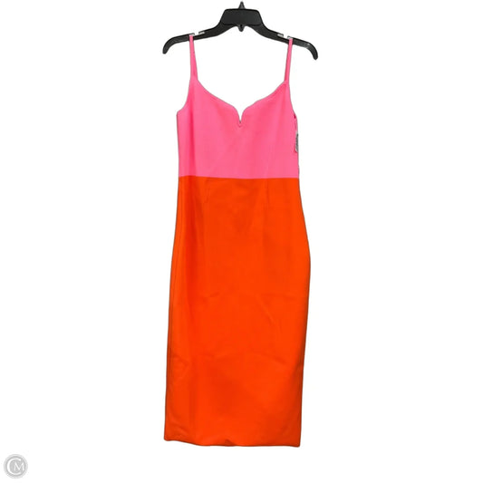 Dress Casual Midi By Express In Orange & Pink, Size: L