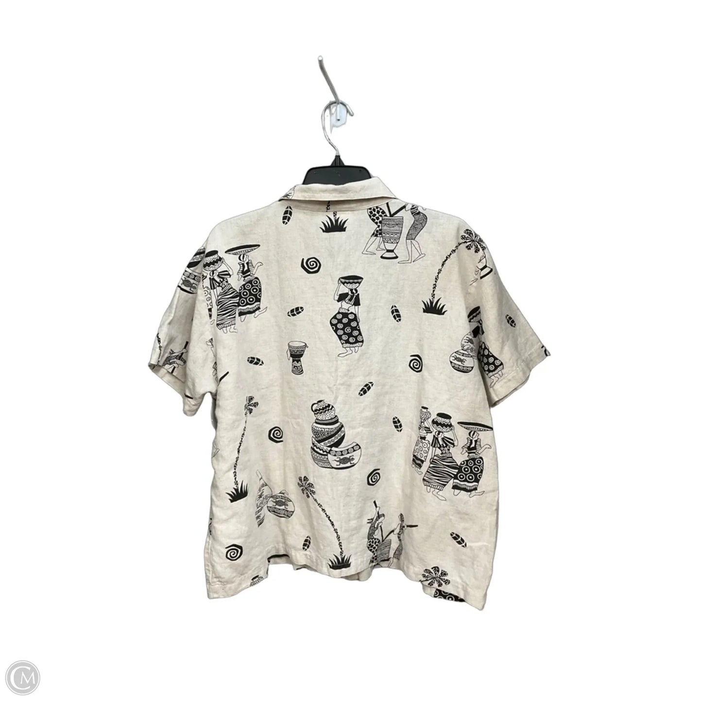 Blouse Short Sleeve By Hot Cotton In Black & Cream, Size: Xl
