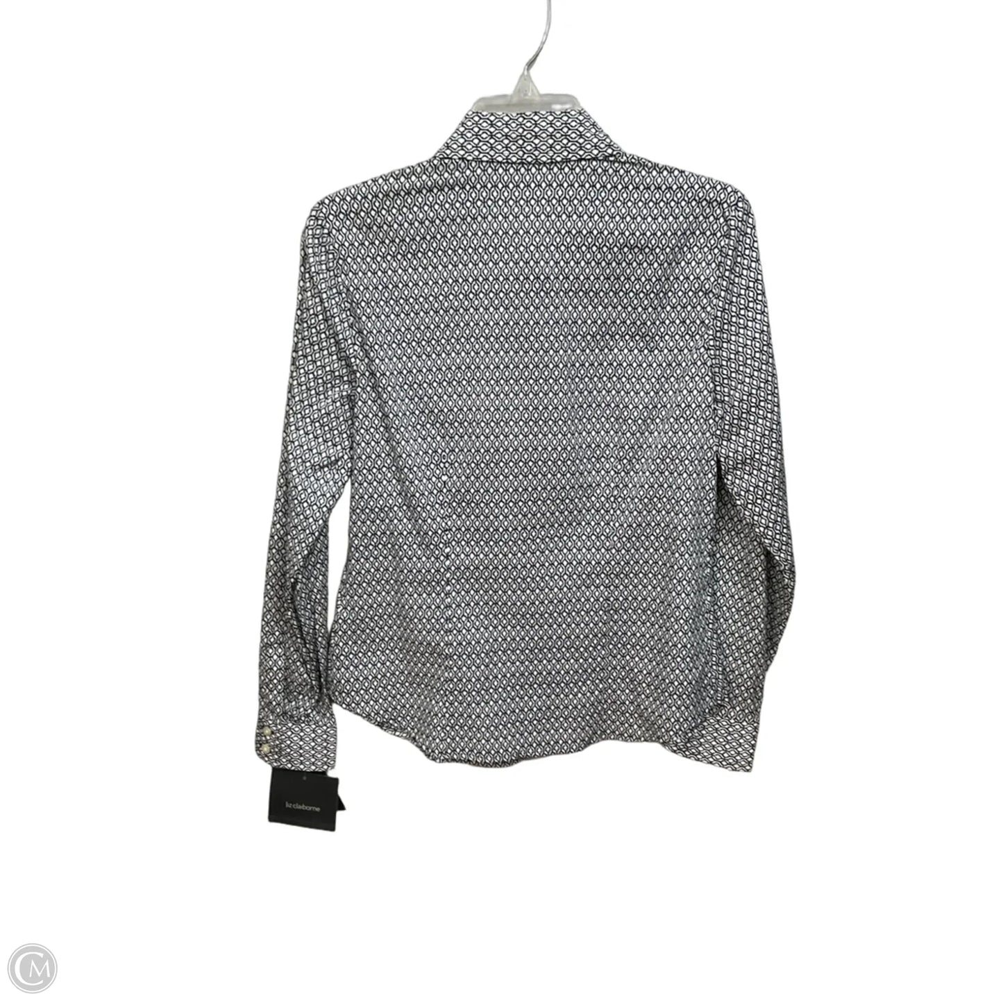 Blouse Long Sleeve By Liz Claiborne In Blue & White, Size: S