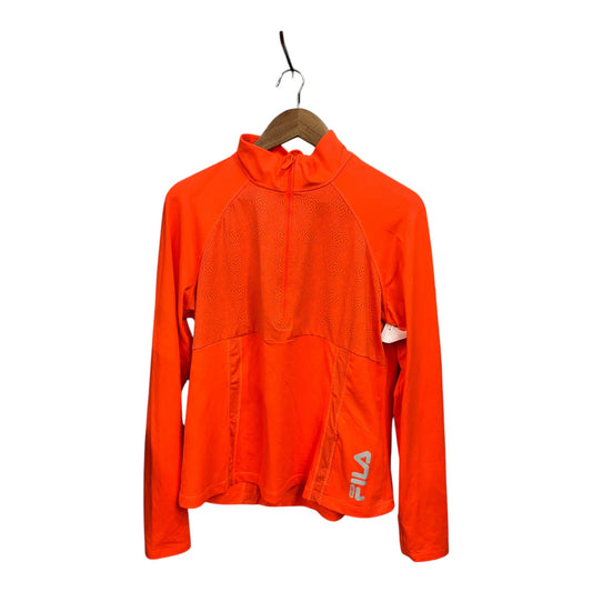 Athletic Top Long Sleeve Collar By Fila In Orange, Size: Xl