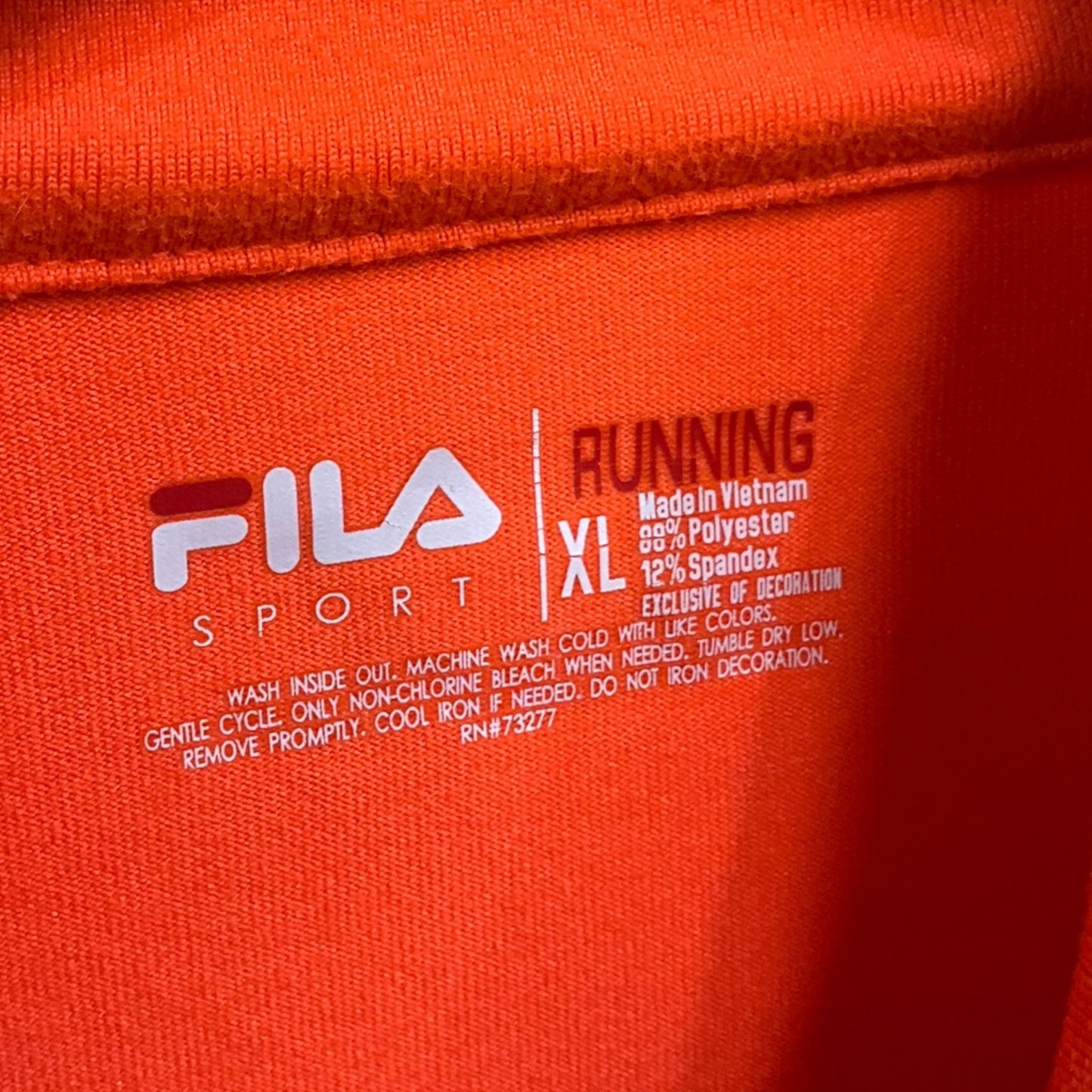 Athletic Top Long Sleeve Collar By Fila In Orange, Size: Xl